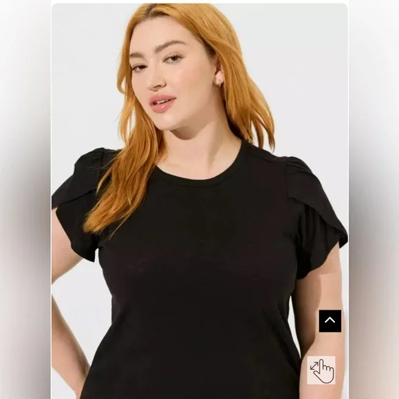 Torrid Cotton Slub Jersey Crew Neck Tulip Sleeve Tee - Picture 1 of 4